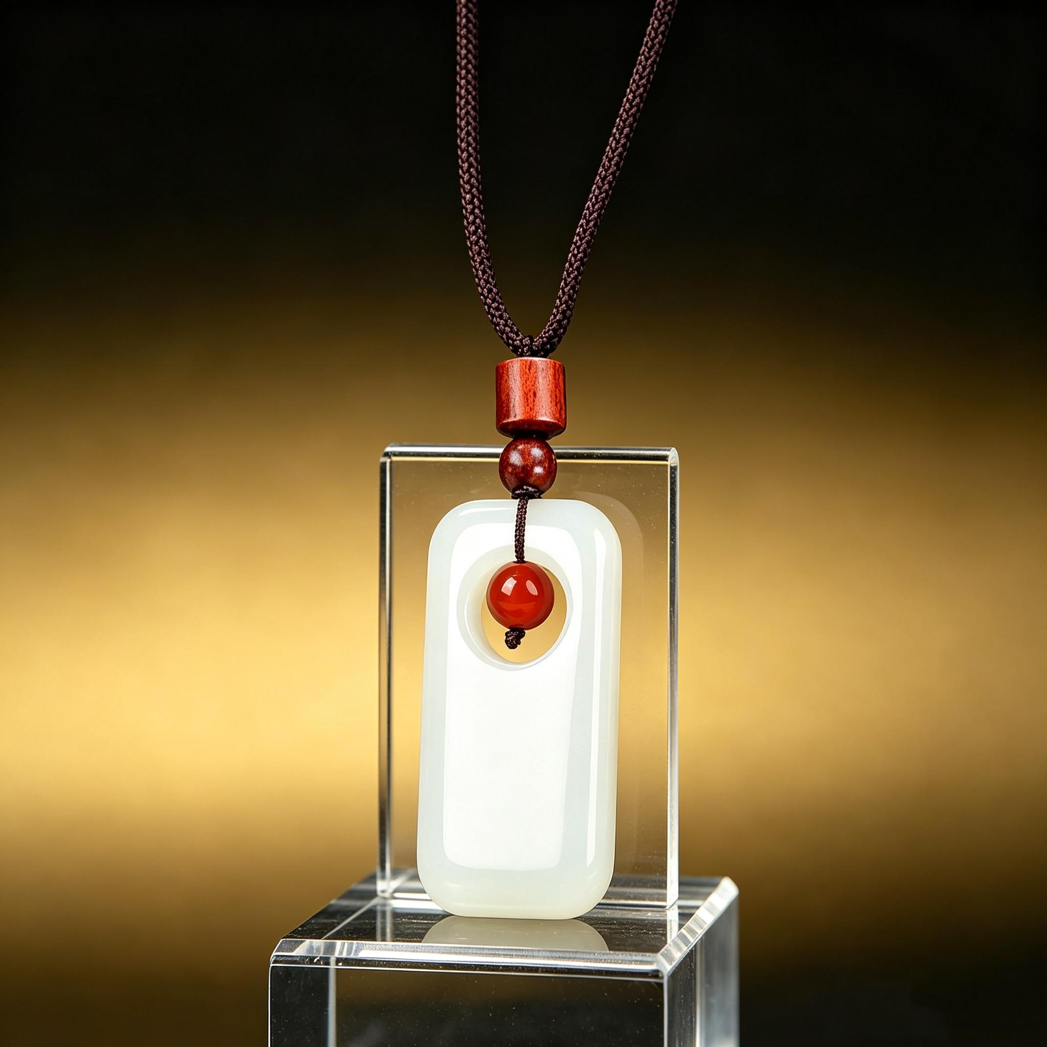 Traditional Taoist 'Peaceful and Unworried' White Spiritual Charm Pendant - Long Unisex Religious Pendant Necklace, Daily Wear Spiritual Jewelry for Peace, Fortune, Career Boost, Taoist Charm