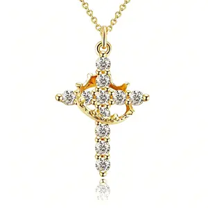 Simple Crown & Cross Pendant Choker Necklace for Women, Men, and Girls — Pretty Crown Cross Necklace for Everyday Outfit Decoration; Trendy, Versatile, and Exquisite Jewelry for Gifts, including Christmas gifts; Trending Jewelry for Valentine’s Day for wo