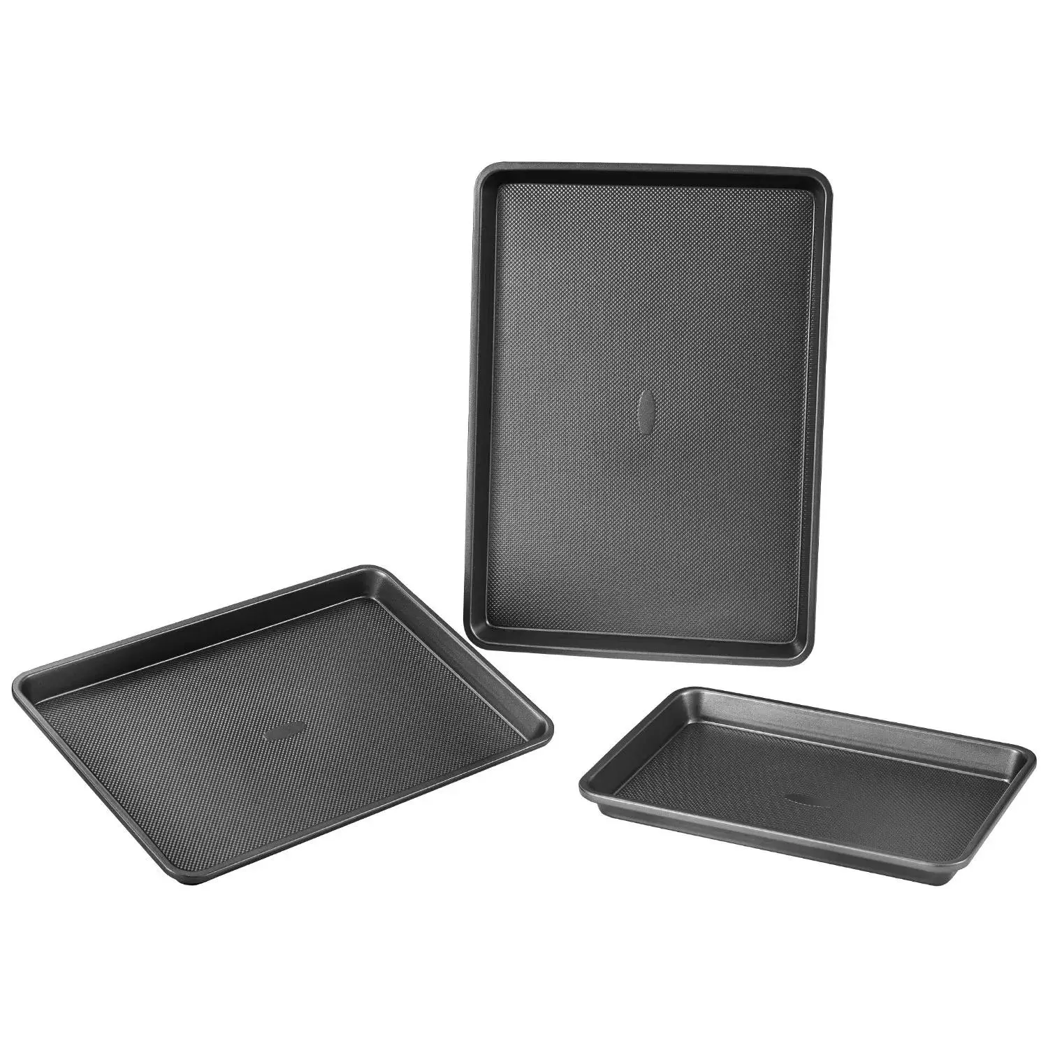 【Summerfinds】VEVOR Baking Pans Set,  3-Piece, Nonstick Carbon Steel Cookware Sheets & Trays, Stackable Kitchen Oven Bakeware Cooking Sets with Silicone Handles, Easy to Clean, for Baking Cookie Cake Muffin Bread