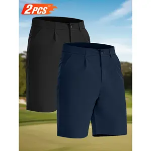 20252-Pack Men's Golf Shorts 9-Inch Size 5 with Pockets Casual Stretch Quick-Dry Hiking Work Shorts for Men