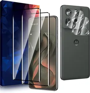 2 Pack Designed for Motorola Edge 2025 3D Screen protector + [2 Pack] Moto Edge 2025 Camera Lens Tempered Glass protector.9H Hardness.Anti-Fingerprint.No Air-Bubbles.Easy Installation