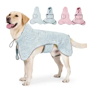 Dog drying jacket, super absorbent and quick-drying pet bathrobe with adjustable hood, suitable for medium and large dogs, towel bathrobe, post-bathing cleaning and grooming product, Grooming Supplies