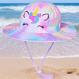 KHB47 Baby Sun Hat for Toddler Girls Unicorn Bucket Hats UV Protection Summer Hat for Boys Girls Wide Brim Fishing Hat 2-8 Years