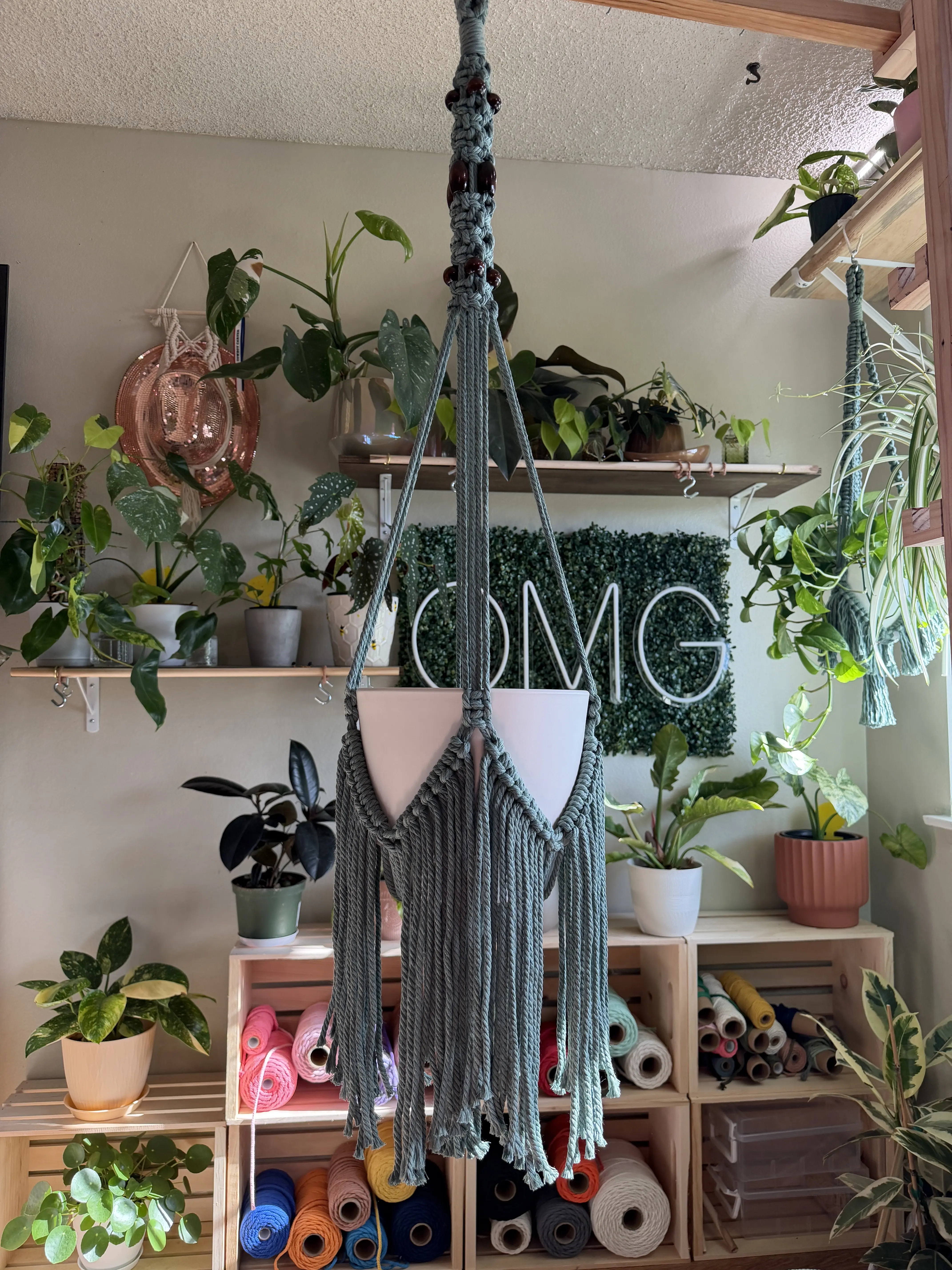 Ceiling Plant Hanger with Long Tassels