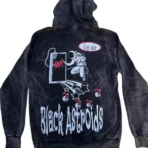 Black Astroids Keep Calm Men's Hoodie Sweatshirt with Graphic Design, Casual Style, and Hood for Men - Man, Pullover, Long Sleeve, Menswear, Tops hoodies