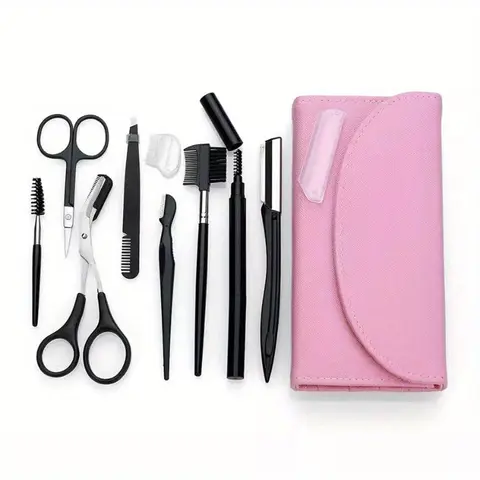 Eyebrow Trimming Kit, 8 Counts/set Stainless Steel Eyebrow Shaping Tool & Comb & Tweezers, Professional Cosmetic Makeup Tool for Beginners, Eyebrow Shaping Tool, Cosmetics Makeup Tools, Makeup Tools Gift, Eyebrow Styling Kit, Beauty Equipment