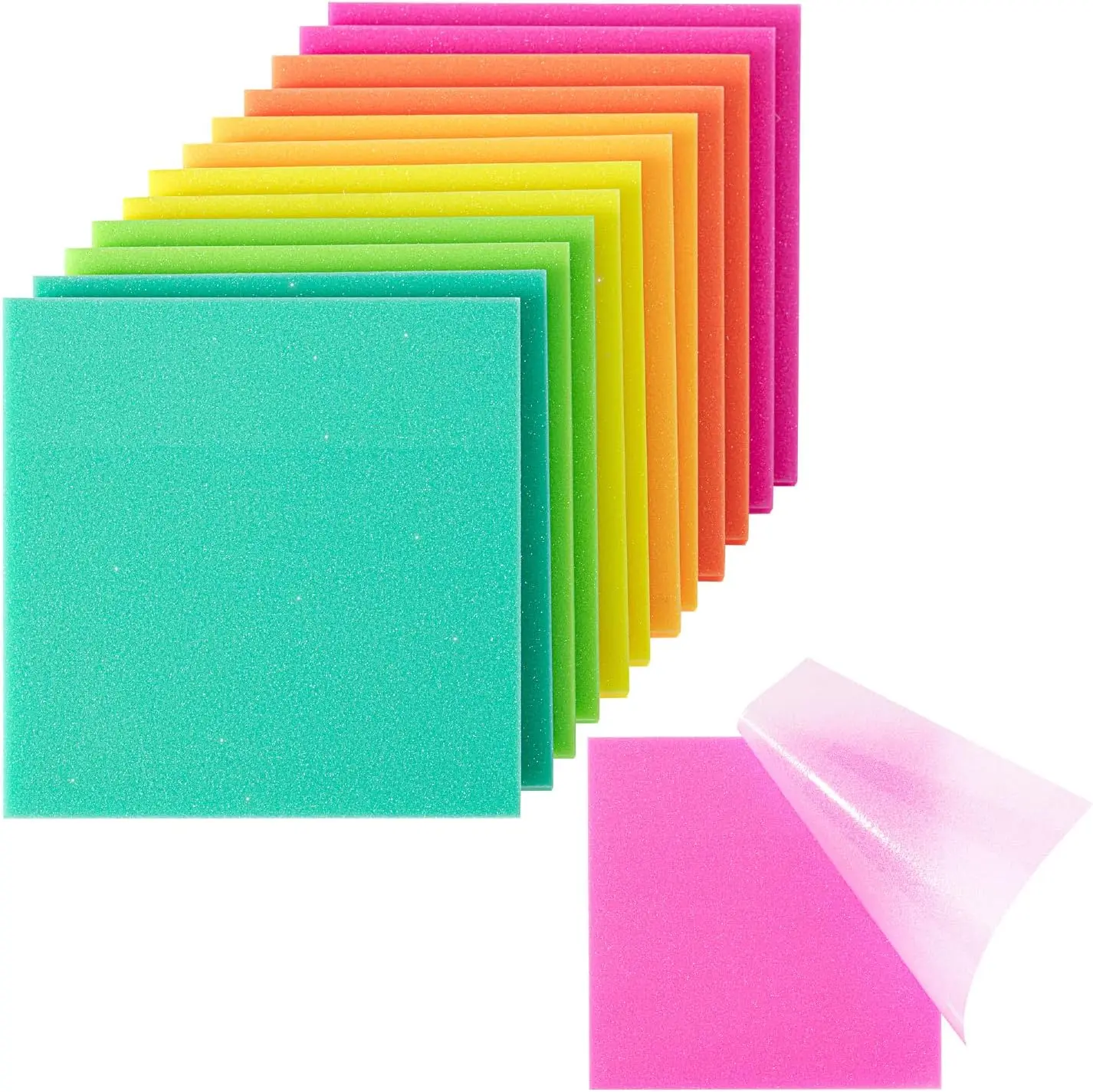 Mr. Pen- Transparent Glitter Sticky Notes, 3”x3”, 12 Pads, 600 Sheets