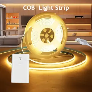 Warm /cool COB LED Strip Light with USB/battery Modes, Super Bright Flicker-Free Dimmable Light Bar for Display Cases & Shoe Cabinets