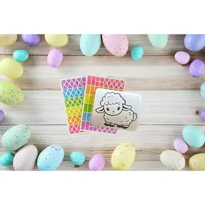 Lamb Easter Basket Stuffers for Kids, Sheep Faux Stained Glass Kit, Easter Activity Lamb Window Clings for Kids, Sheep DIY Suncatcher Kits