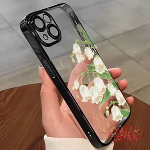 Lily of The Valley Phone Case Designed with Elegant Floral Patterns And Sparkling Accents Suitable for Iphone 16 ProMax 15 14 13 12 11 Made of TPU Material And Provides Shockproof Protection