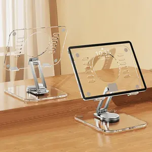 360° Rotating Acrylic Tablet Stand, 1 Count Adjustable Desk Stand, Foldable Holder Stand Compatible with iPad Pro Air Mini Kindle Surface Pro Galaxy Tab Phone 4-13"