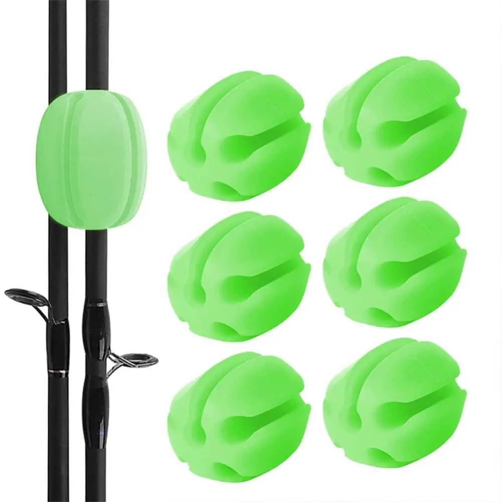 6Pcs Silicone Fishing Rod Holder Straps, 5 Holes Fishing Pole Puller Fishing Pole Clips, Fly Fishing Accessories for Fishing Enthusiast
