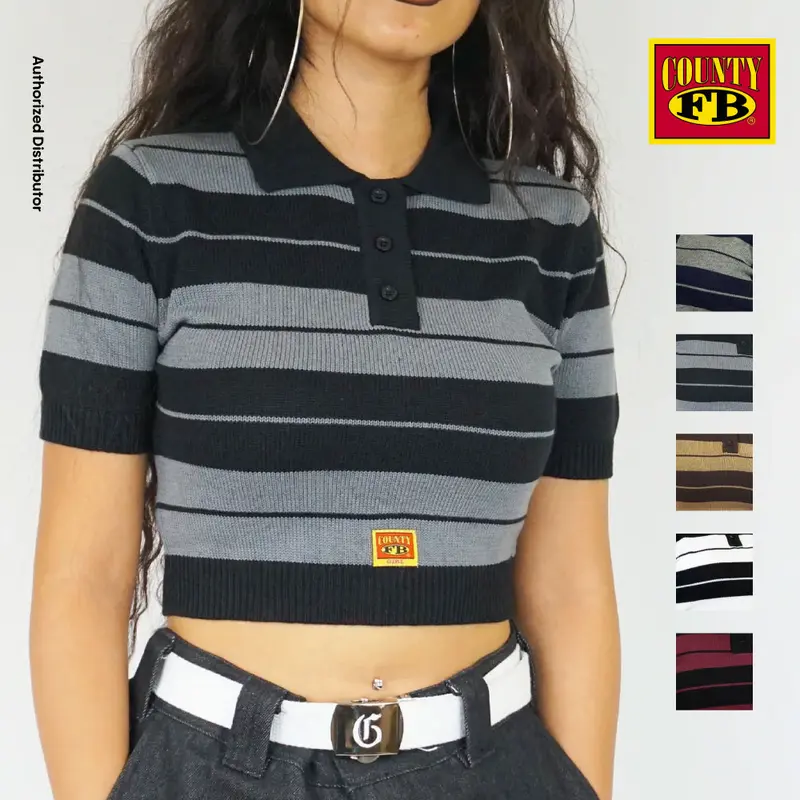 FB COUNTY Women's Charlie Brown Crop Top Shirt FBCOUNTY Casual Short Sleeve Shirts Button Up Shirt Sexy Hip Hop Chicano Fashion (XS to 2XL)