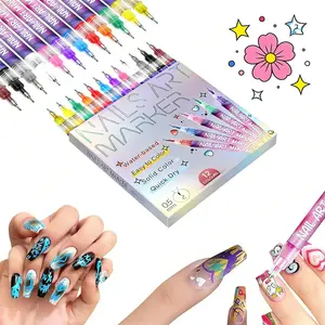 Holiday-Christmas giftsT Cutics Doodle Pen for DIY Nail Art Drying Quickly Acrylic Painting and 3D Dot Embroidery mma acrylic nail - On Nails Quick Drying Dot Stitching Nail Art Pen for Home and Salon DIY, Nails Care Cutics Manicure Polish Cosmetic