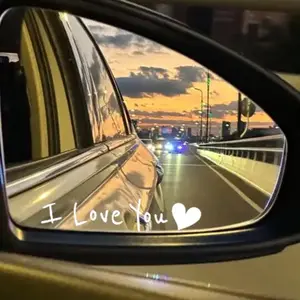 4PCS/SET "I Love You" Romantic Confession Sticker, Suitable for Car Rearview Mirror/Window/Motorcycle, Black-White Contrast + Heart Element Design, Waterproof & Wear-Resistant, Inject a Sweet & Gentle Romantic Vibe into Your Ride