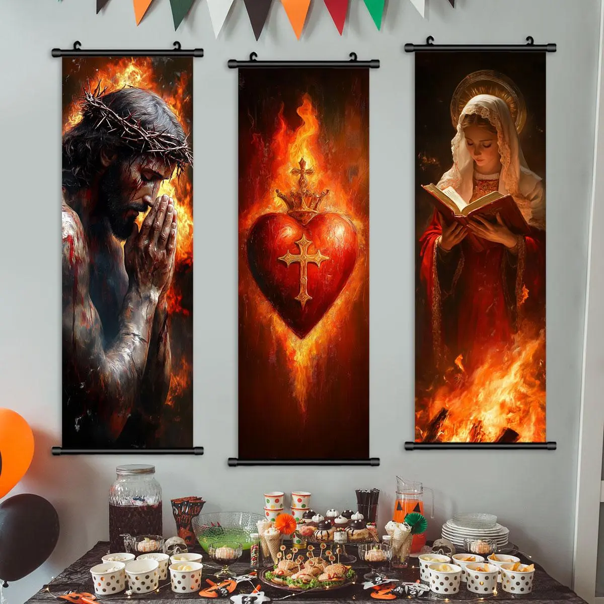 Religious Art Poster, 3 Counts/set Christ Jesus & Madonna & Cross Pattern Christ Cross Print Wall Decor, Wall Art, Religious Prints, Artwork for Home, Living Room, Bedroom Decoration, Ornaments
