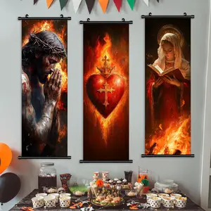 Religious Art Poster, 3 Counts/set Christ Jesus & Madonna & Cross Pattern Christ Cross Print Wall Decor, Wall Art for Home, Living Room, Bedroom Decoration, Ornaments