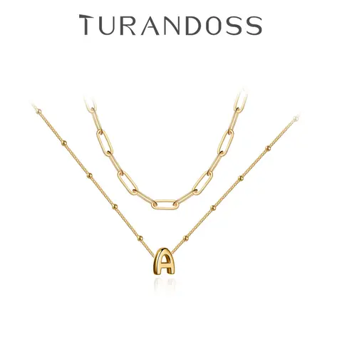 Turandoss Women's Minimalist Gold Initial Necklace Set - Hypoallergenic Non-Tarnish Costume Jewelry Chains, Layered Paperclip Chain Choker, Personalized Pendants, September Birthday Cool Unique Womens Gifts for Girlfriend