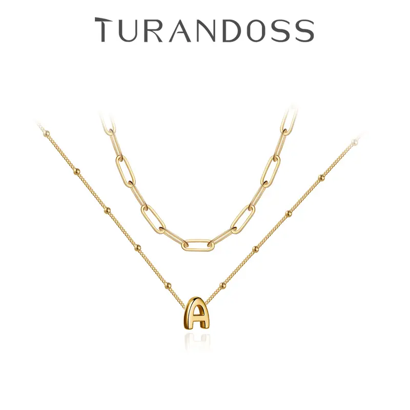 Turandoss Women's Minimalist Gold Initial Necklace Set - Hypoallergenic Non-Tarnish Costume Jewelry Chains, Layered Paperclip Chain Choker, Personalized Pendants, September Birthday Cool Unique Womens Gifts for Girlfriend