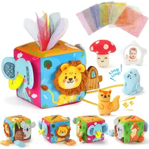 Baby Tissue Box Toy, Montessori Sensory Toys 6-12 Months with Crinkle Paper & Scarves, Fine Motor Skills, Valentine's Day Easter Basket Stuffers, Gifts for Infants 6 9 12 18 Months Old