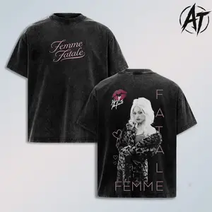 Mon Laferte Femme Fatale Tour 2026 Shirt – Vintage Washed Pop Star Graphic T Shirt, Y2K Pink Aesthetic Double Sided Portrait Tee, Coquette Glam Streetwear Oversized Heavyweight Cotton Unisex Top, Retro Femme Fatale Music Merch Gift for Women Men Fans