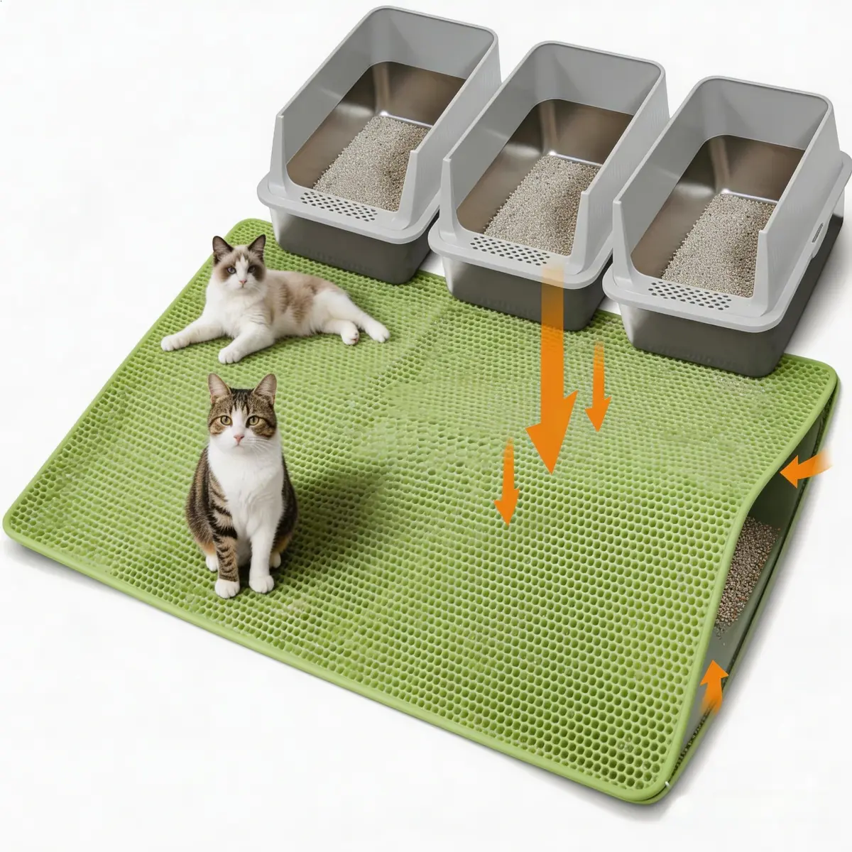 PetBoba Premium Large Waterproof Household Cat Litter Mat - Dual-Layer Textured Surface, Minimizes Litter Tracking, Preserves Floor Cleanliness, Fully Washable Reusable Accessory for Single/Multi-Pet Homes
