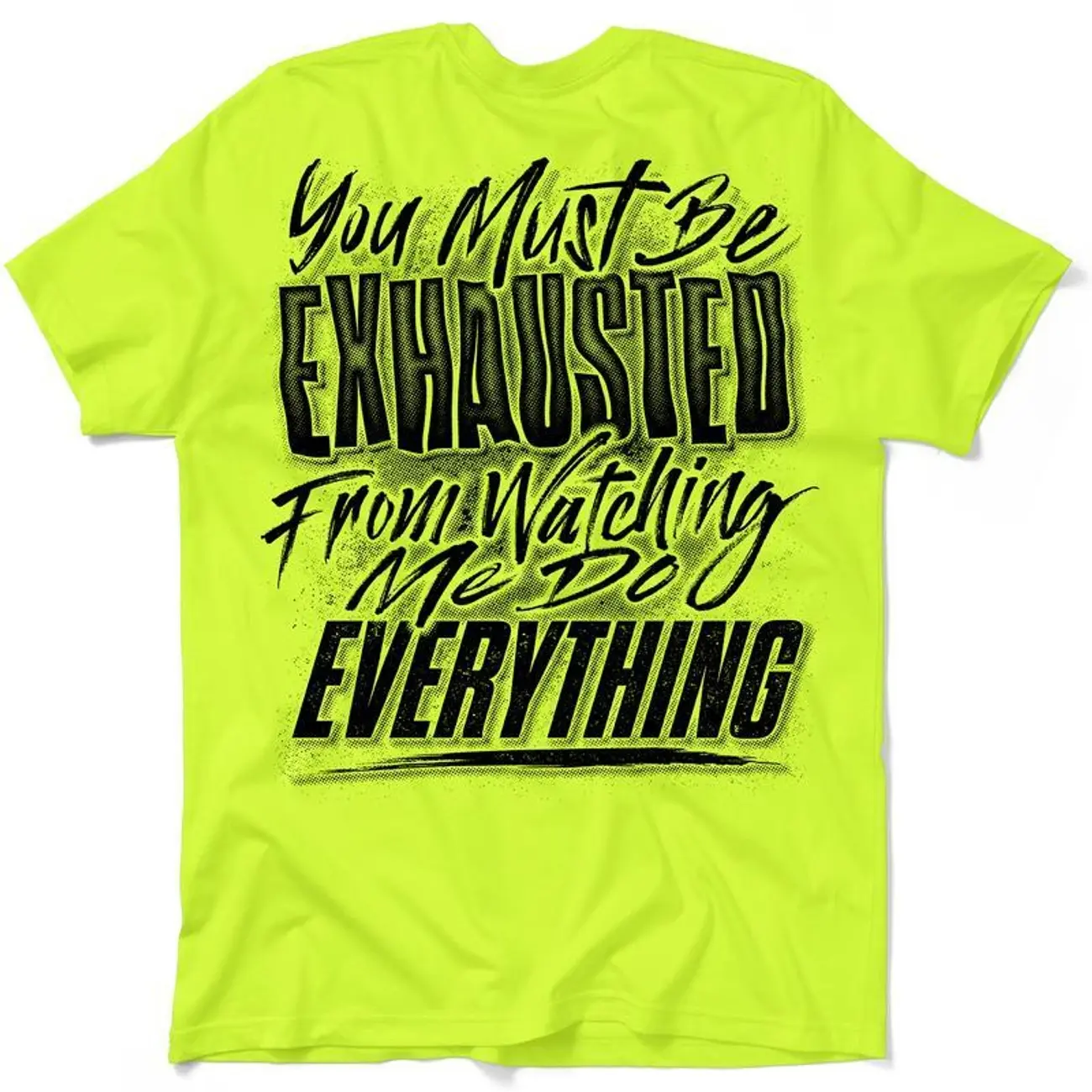 Exhausted - Hi Visibility Safety Yellow Work T-Shirt Jersey Menswear
