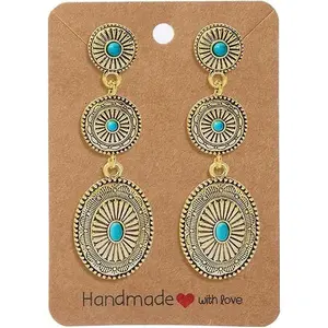 ChicBijoux S Western Earrings Jewelry for Women Gold/Silver Turquoise Earrings Vintage Concho Earings Country Concert Outfits Western Christmas Jewelry Gifts for Women
