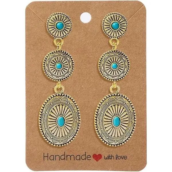 BloomWish S Western Earrings Jewelry for Women Gold/Silver Turquoise Earrings Vintage Concho Earings Country Concert Outfits Western Christmas Jewelry Gifts for Women