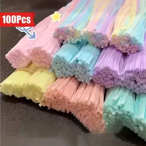 Macaron Twister Stick Encryption Edition Plush DIY Material Kit, Foldable Mixed Color Craft Supplies, Handmade Art Project Set, Handcraft