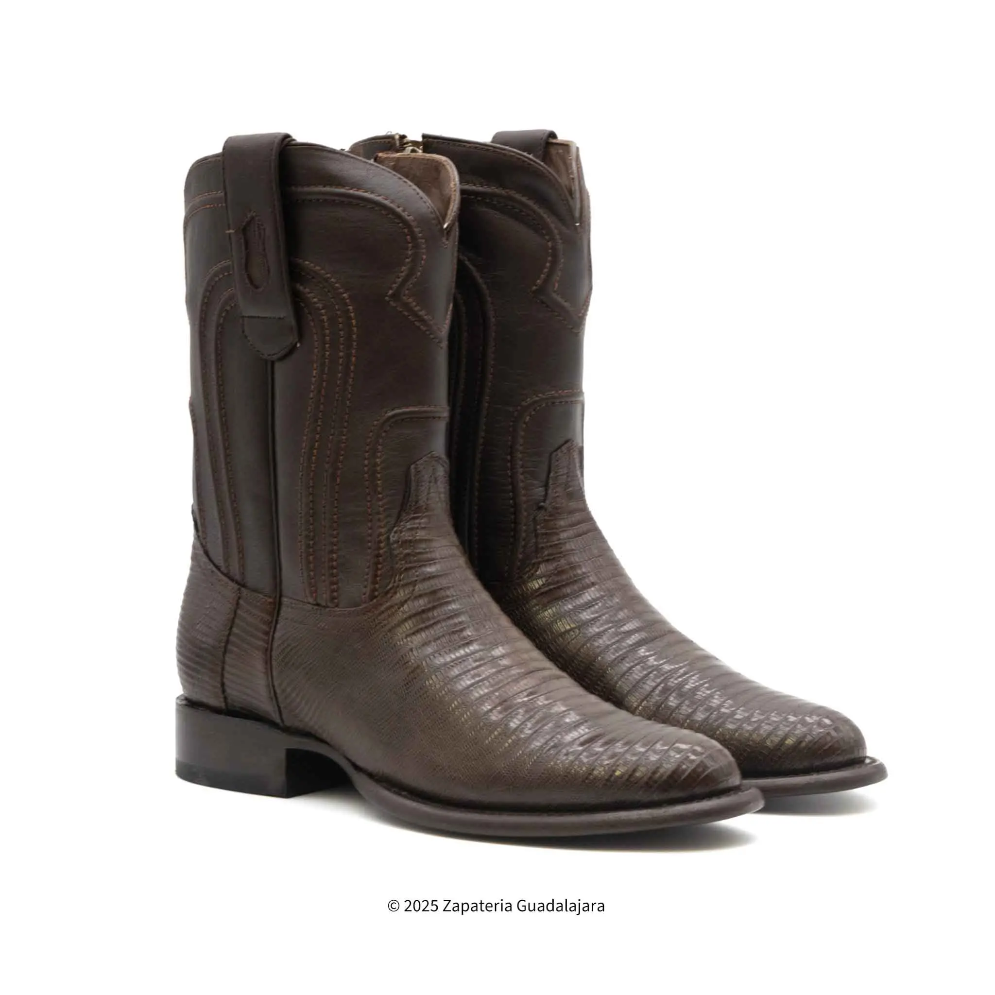 Roper Brown Leather boot with zipper-69Z0707