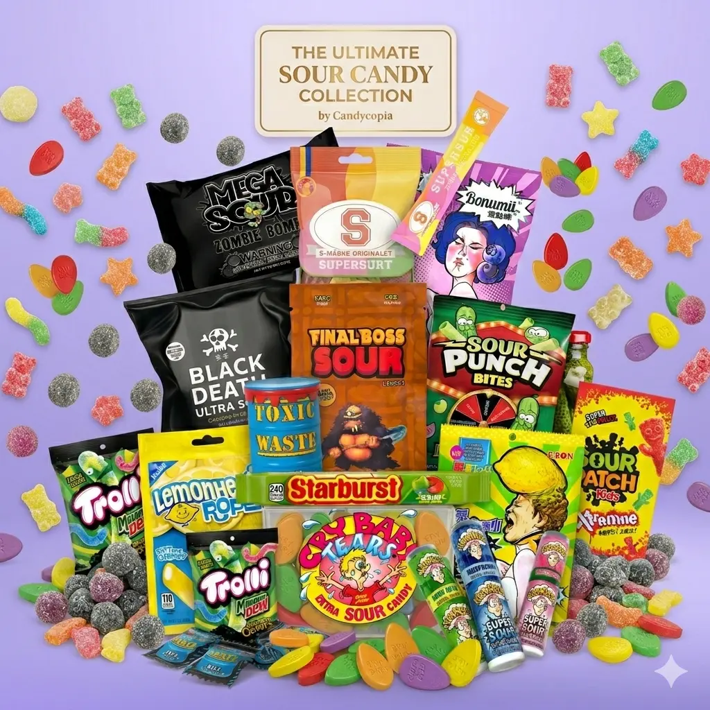 Extreme Sour Candy Collection, 15-Piece Rare Sour Snack Gift Set for Gifting