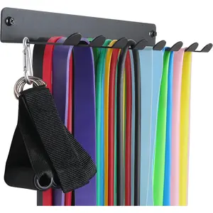 Gym Storage Rack Resistance Band Rack Wall Mount Barbell Rack Heavy Duty Home Gym Storage Rack for Gym Equipment, Exercise Bands, Lifting Belts and Jump Ropes, Gym Accessories