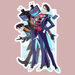 Retro TV Demon Tech Aesthetic Vox Hazbin Hotel Sticker
