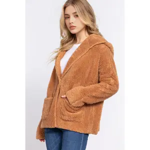 Dolman Sleeve Hoodie Sherpa Jacket