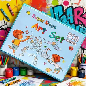 208pcs Art Supplies Set with Colored Pencils, Paint Brushes, Crayons, Markers, Acrylic Paint Markers, Acrylic Paint Set, Sketch Book & Drawing Pad for Kids