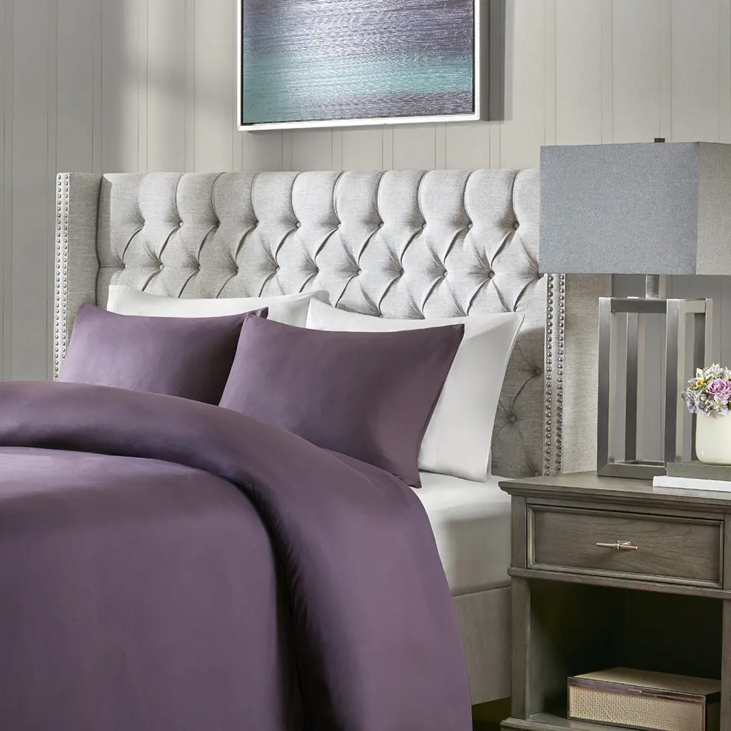 Queen Size Upholstered Headboard in Grey, Soft Fabric Panel, Wall-Mounted Design for Bedroom, Easy to Install, Modern Look for Master or Guest Room