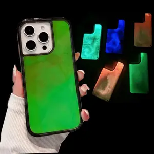 Glowing Transparent Liquid Sand Phone Case, Shockproof Phone Protective Cover, Protector, Phone Accessory Compatible with iPhone 16 Pro Max 15 14 13 12 Pro Max, Casing