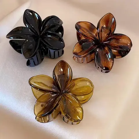 Ombre Flower Design Hair Claws, Elegant Hair Accessories for Women & Girls, Minimalist Headwear Suitable for Thick Hair, Flower Hair Clips, Decorative Hair Clips, Hair Decor, Floral Hair Accessories