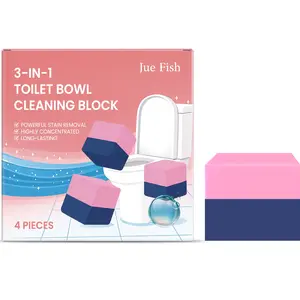 4 Pack Automatic Deodorizer & Multi-Purpose Household Cleaners for Toilet Bowl - Solid Formula - Long Lasting Fresh  - Non Corrosive - Easy Effortless Cleaning home product Cute bowl cleaner