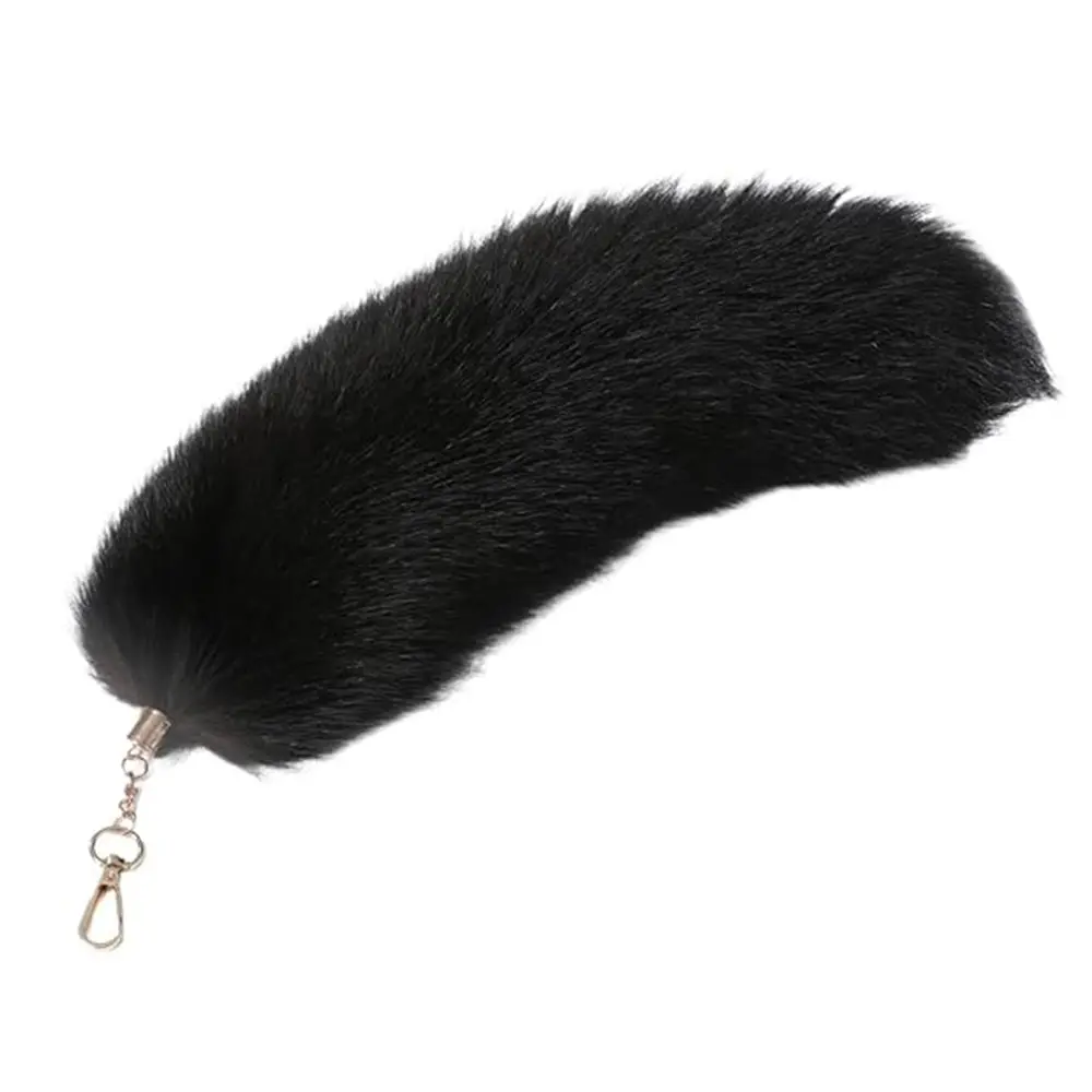 Giant Plush Role-Playing Toy Handbag Accessory Keychain Ring, Cute Detailed Fluffy Artificial Fur Fox Tail, Anime Style Bag Decor & Role-Play Accessories, Keychain Collectible