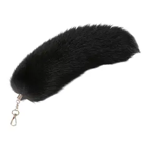 Giant Plush Role-Playing Toy Handbag Accessory Keychain Ring, Cute Detailed Artificial Fur Fox Tail, Anime Style Bag Decor & Role-Play Accessories