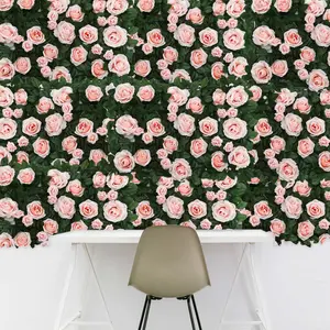 4 Pack 12 Sq ft. Easy-Install Blush Silk Rose Flower Mat Wall Panel Backdrop