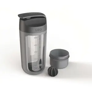 BergHOFF Leo Protein Shaker Bottle With Powder Compartment, 16.9oz., Grey