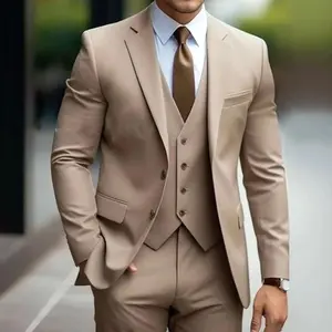 Business Casual Men's Three-piece Suit For Bridegroom Men's Wedding