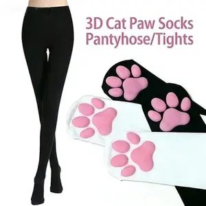 Adorable Cat Paw Tights | Soft & Skin-Friendly with 3D Pads, A Must-Have for Women & Girls' Cosplay socks  women yellow  black  striped  tights galaxy hannah  stockings Silk Thigh High Stockings Unisex Compression Calf Sleeves