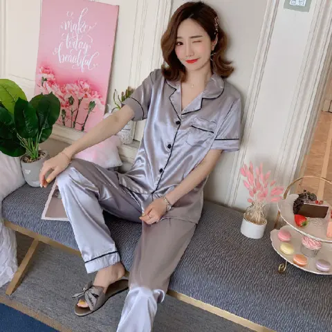 Short sleeved pants   Silver gray