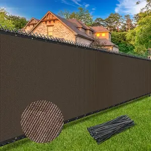 6FT x 50FT Privacy Screen Fence Heavy Duty 170GSM Fencing Mesh Shade Net Cover Nickel-Plated Copper Grommets, 95% Blockage Fence for Outdoor Wall Garden Yard Backyard Pool (Brown)