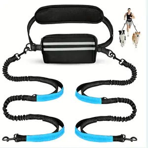 PiPiDoDo Hands Free Dog Harness and Leash Combo Leash Combo with Detachable Waist Bag, Cushioned Pad - Shock-Absorbing, No Waist Pain Leads & Harnesses for Single Dog (Ideal for Running, Walking)