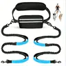 PiPiDoDo Nylon Hands-Free Dog Harness & Leash Combo - 1 Non-Customized Leash, Cushioned Pad, Shock-Absorbing, No Waist Pain Design, Detachable Waist Bag, Gentle for Walking & Running, Blue/Pink Options